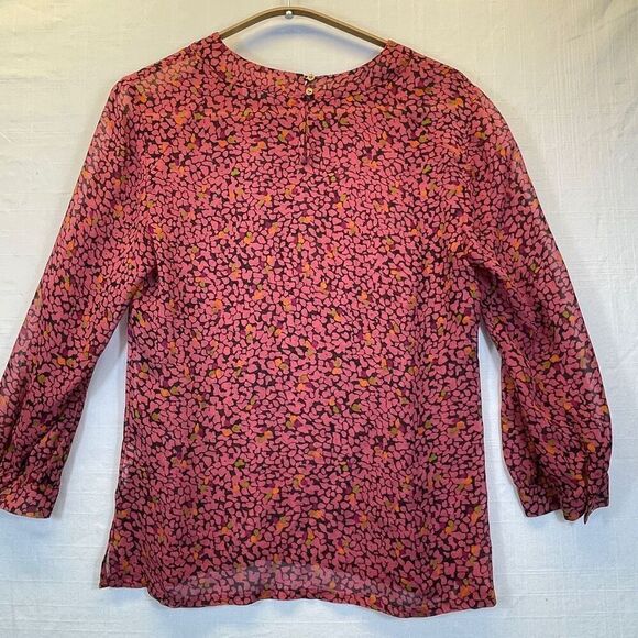 Whistles Multicolor Long Sleeve Floral Classic Balloon Sleeve Blouse Top Size 4 - Picture 4 of 7